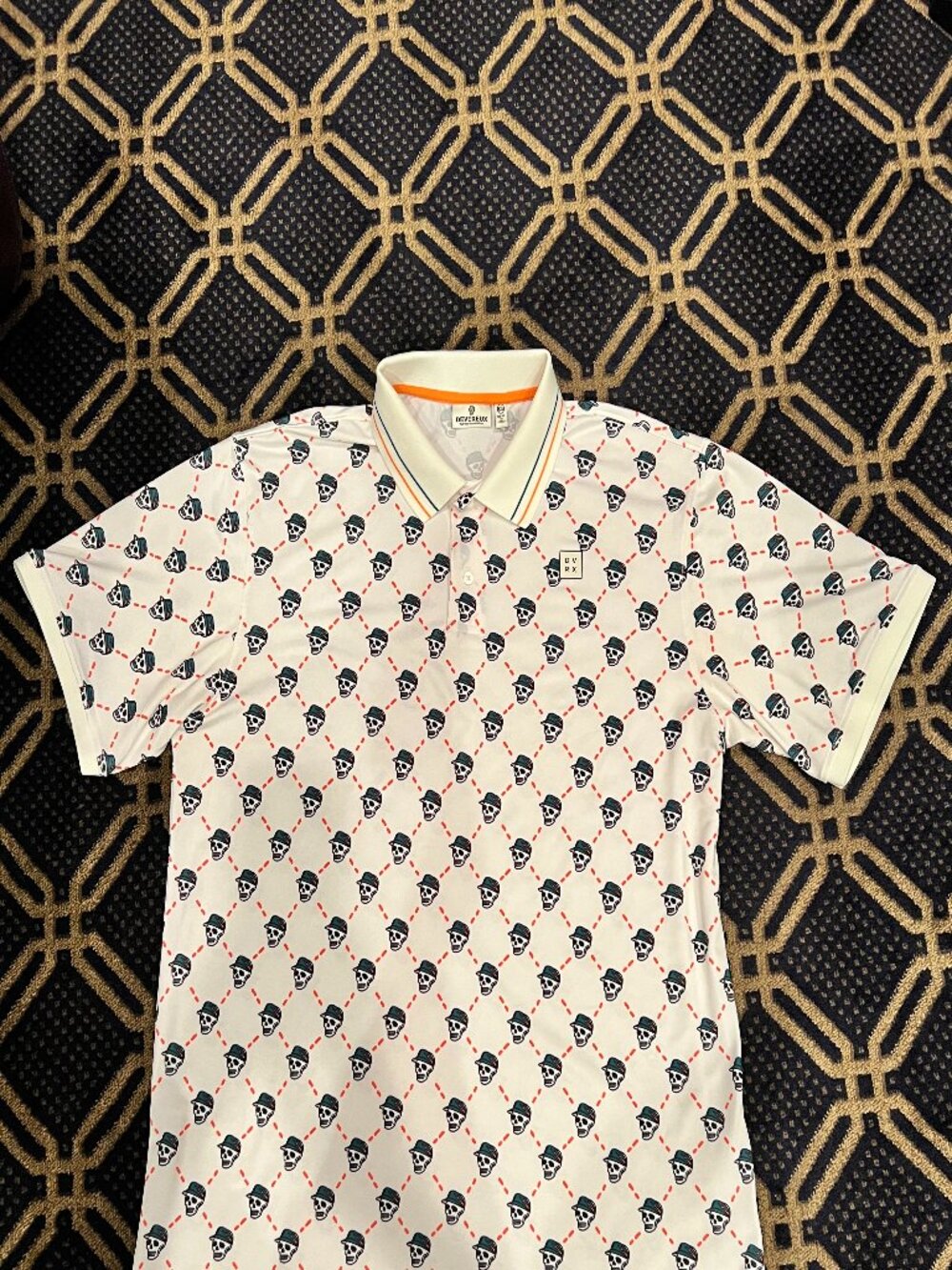 Devereux Golf Men’s XXL White Skull Caddie Performance Polo DVRX
